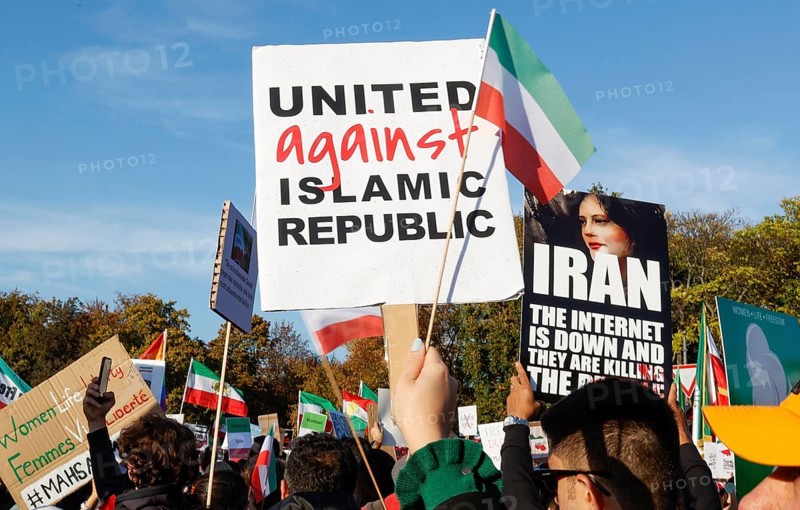 Thousands of Iranians demonstrate in Berlin to support the protests in Iran. The demonstration was called by the Woman Life Freedom Collective, Berlin, 22.10.2022
