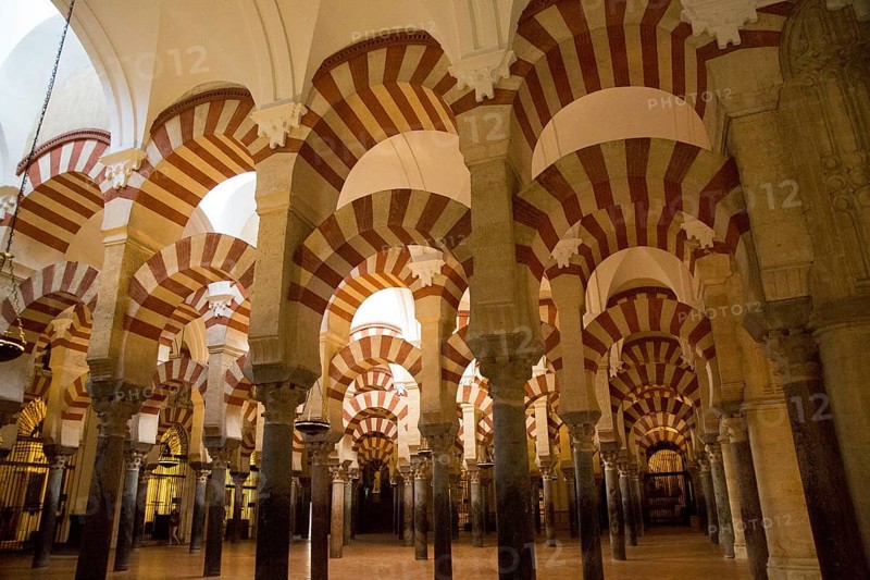 Moorish arches in the former mosque now cathedral, Cordoba, Spain, Europe