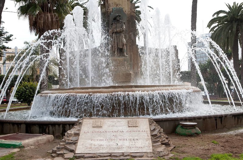 Fountain in Plaza de Espana, Melilla autonomous city state Spanish territory in north Africa, Spain, Europe