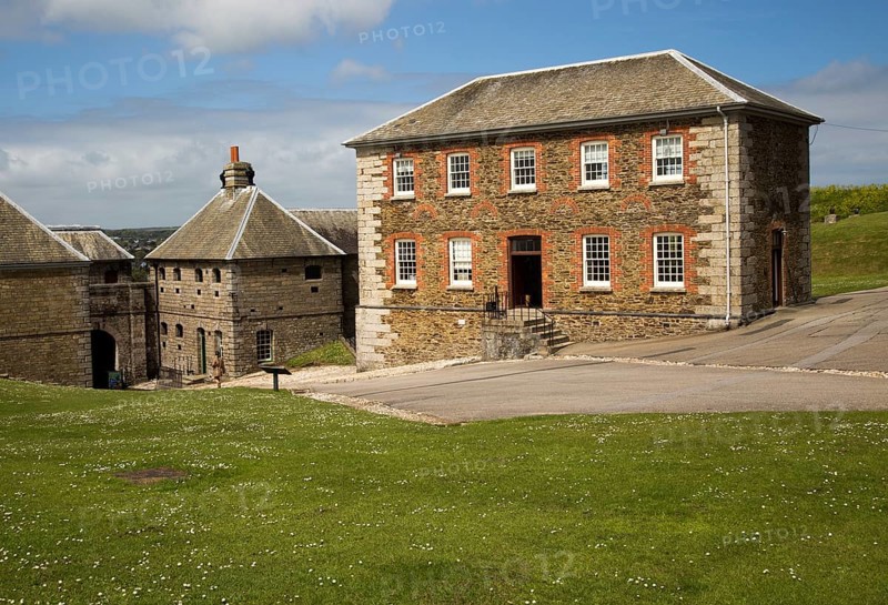 Historic buildings at Pendennis Castle, Falmouth, Cornwall, England, UK