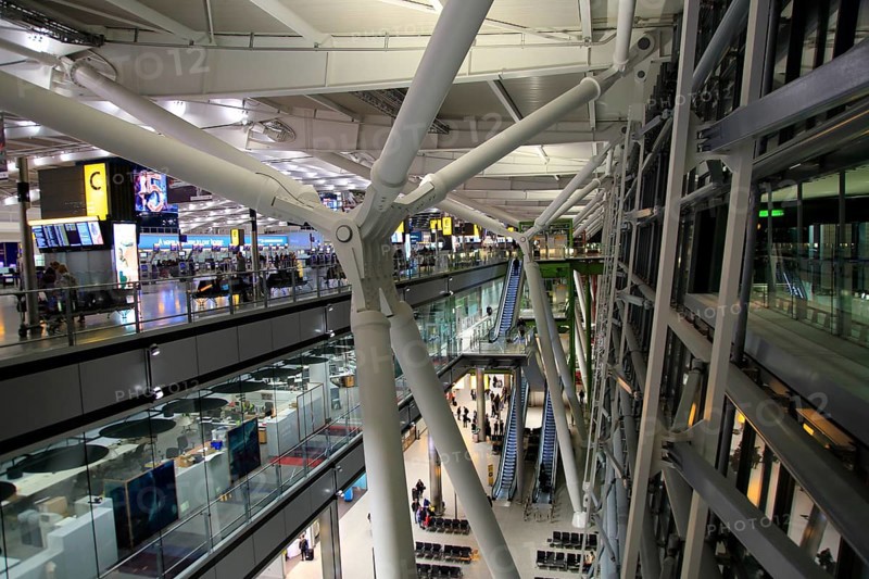 Modern architecture of Terminal Five, Heathrow airport, London, England, UK