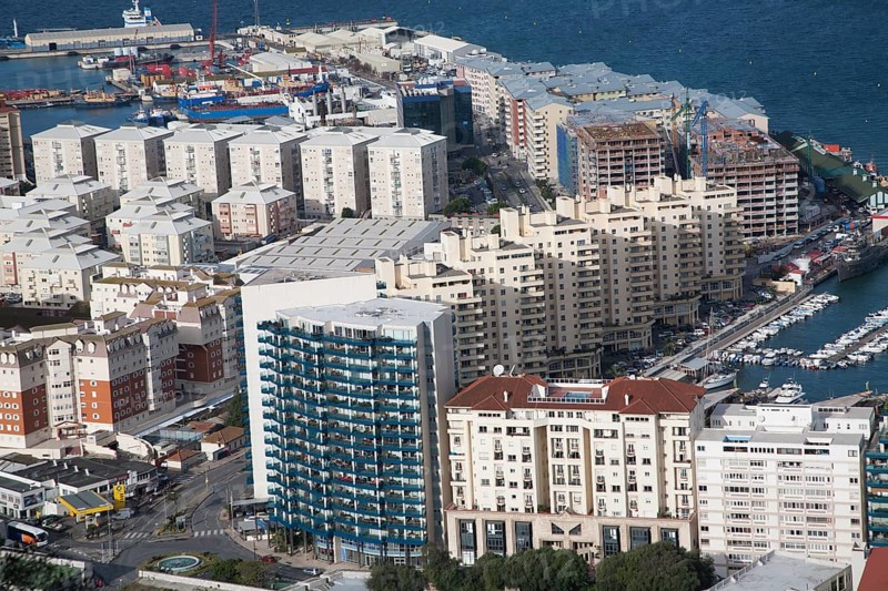 High density modern apartment block housing, Gibraltar, British overseas territory in southern Europe, Europe