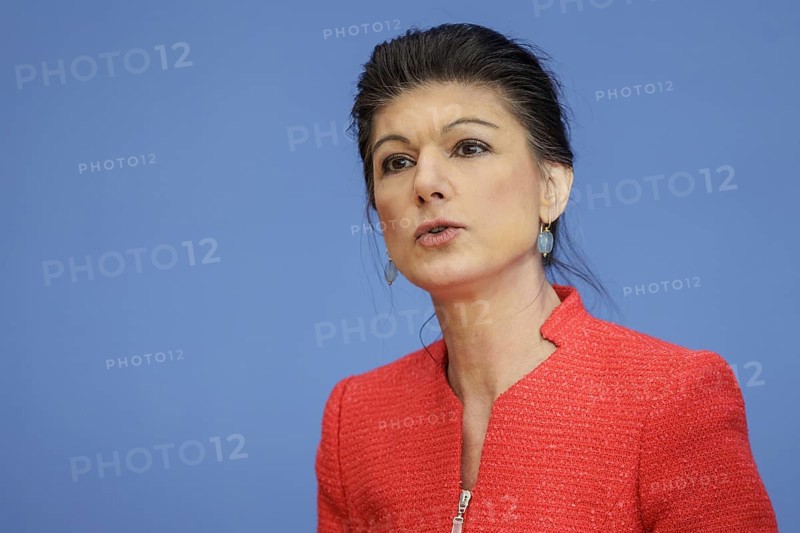 Dr Sahra Wagenknecht, Member of the Bundestag, recorded at the Federal Press Conference on the founding of the Sahra Wagenknecht Alliance, Reason and Justice party and proposal of the European top candidates, in Berlin, 8 January 2024