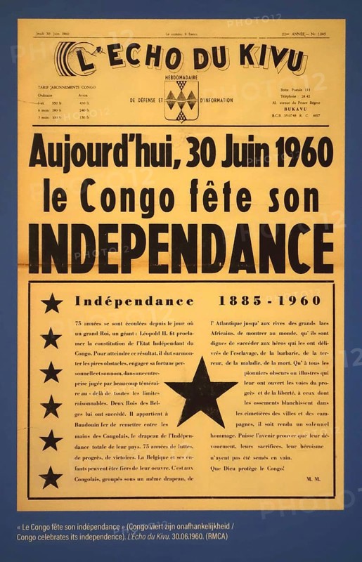 30 June 1960 front page of the Congolese weekly newspaper L'Echo du Kivu about Congo that celebrates its indepence