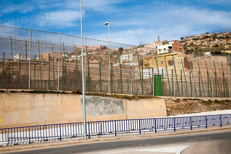 High security fences separate the Spanish exclave of Melilla, Spain from Morocco, north Africa, January 2015