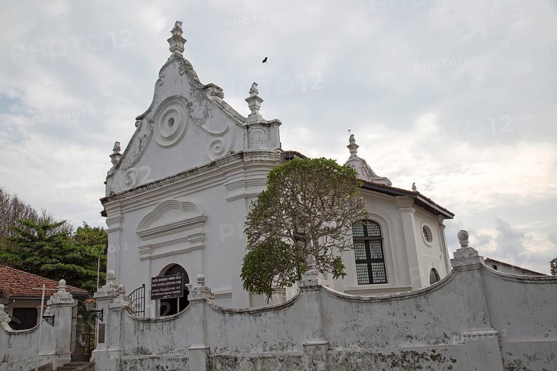 Whitewashed building Dutch Reformed Church historic town of Galle, Sri Lanka, Asia