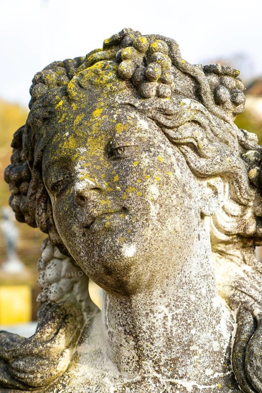 Female woman face stone composite bust of Bacchiante, Garden Art Limited, Eddington, Hungerford, Berkshire, England, UK