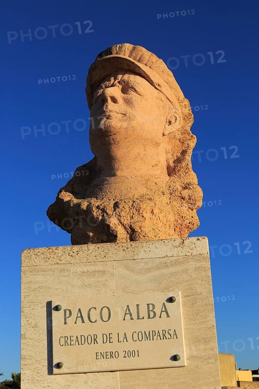 Bust of Francisco Alba Medina, known as Paco Alba, La Caleta beach, Cadiz, Spain, Europe