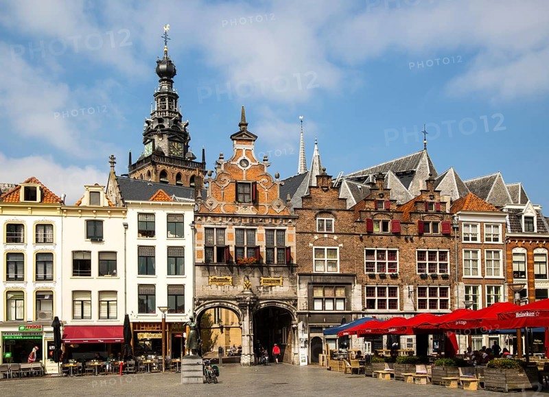 Historic buildings Saint Stephen's church tower, Grote Markt, Nijmegen, Gelderland, Netherlands