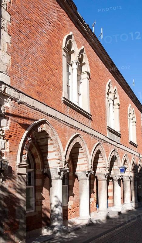 Victorian police station in Irish Town area of Gibraltar, British terroritory in southern Europe