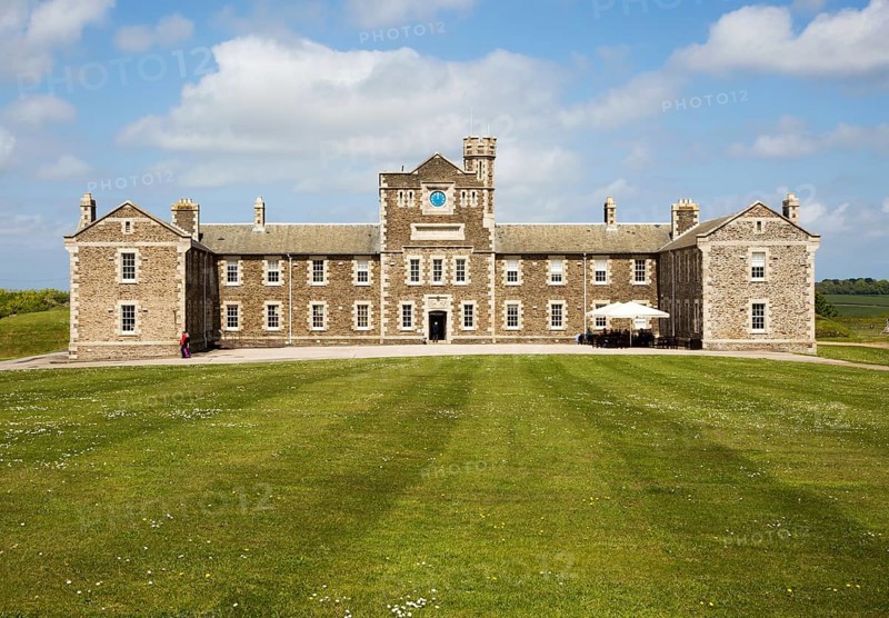 Historic barracks building at Pendennis Castle, Falmouth, Cornwall, England, UK