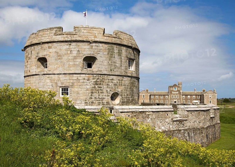 Historic buildings at Pendennis Castle, Falmouth, Cornwall, England, UK