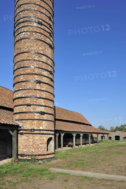 Chimney of ring oven, kiln at brickworks, Boom, Belgium, Europe