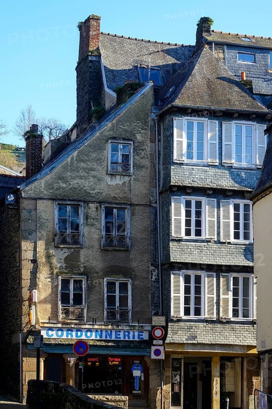 Old house in Rue Ange de Guernisac, Morlaix Montroulez, Finistere Penn Ar Bed department, Brittany Breizh region, France, Europe
