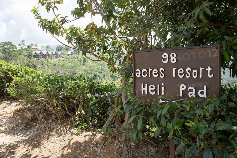 Sign for 98 Acres Resort Heli Pad, Ella, Badulla District, Uva Province, Sri Lanka, Asia