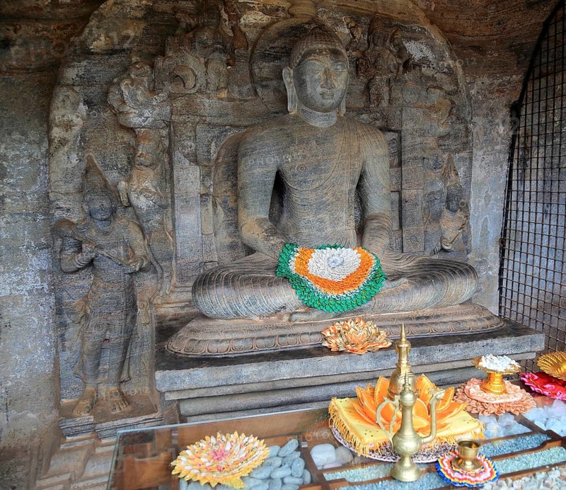 Seated Buddha figure, Gal Viharaya, UNESCO World Heritage Site, the ancient city of Polonnaruwa, Sri Lanka, Asia