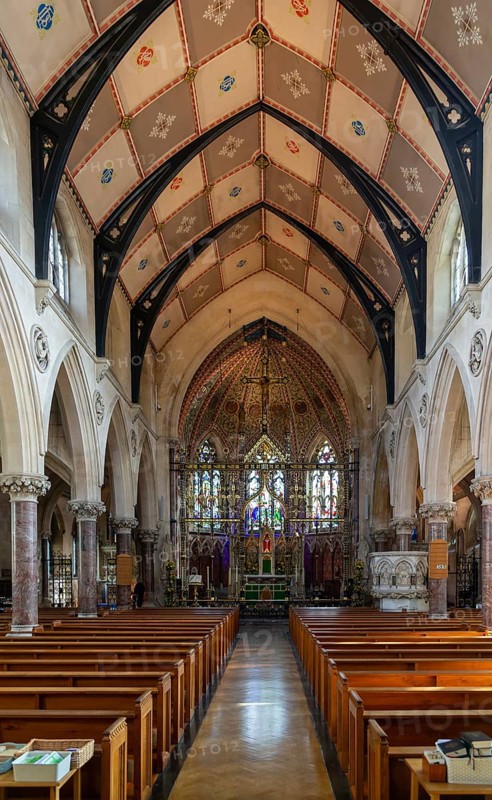 Interior of Roman catholic church of Saint John the Evangelist, Bath, north east Somerset, England, UK