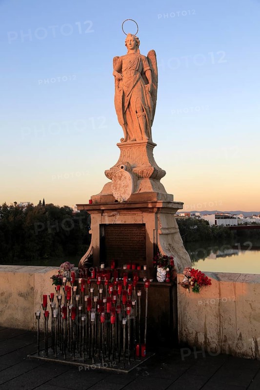 Statue of angel San Rafael on Roman bridge, Cordoba, Spain, Europe