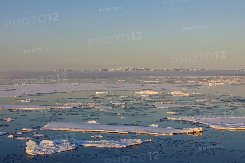 Pack ice in the Hinlopenstretet, Hinlopenstreet, strait between Spitsbergen and Nordaustlandet in Svalbard, Norway, Europe