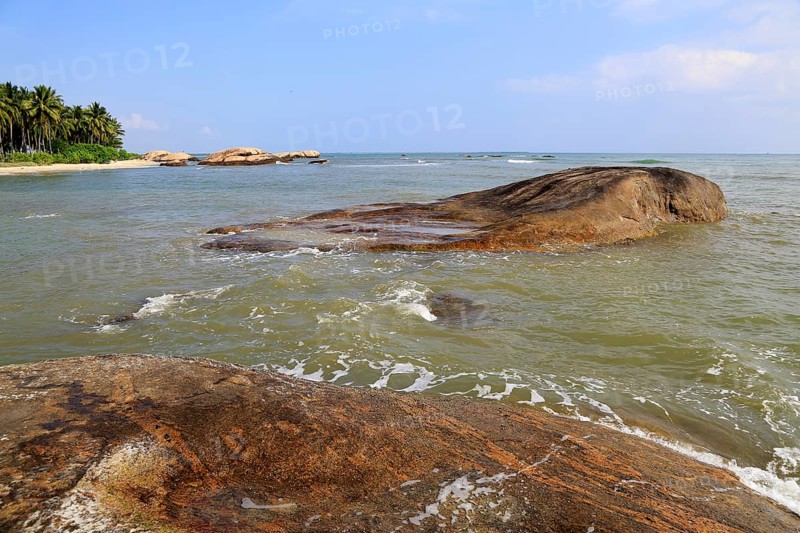 Ocean and sandy tropical beach at Pasikudah Bay, Eastern Province, Sri Lanka, Asia