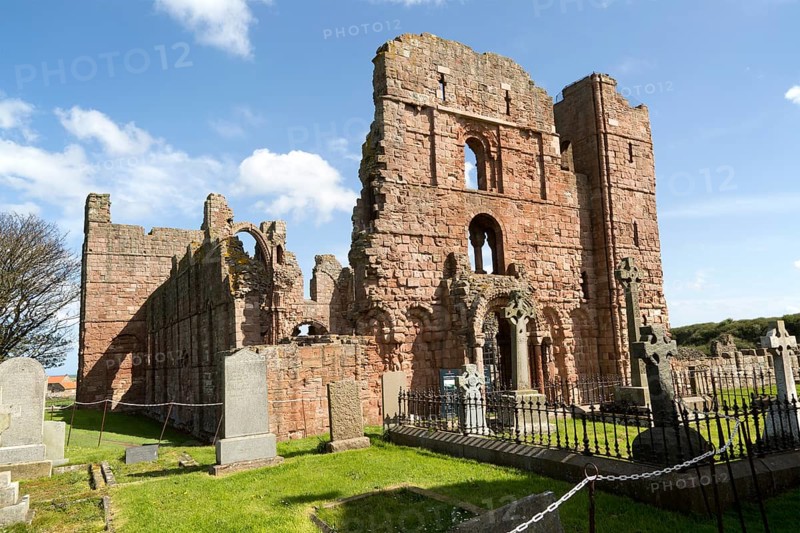 Ruins of Lindisfarne Priory, Holy Island, Northumberland, England, UK