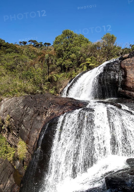 Baker's Falls waterfall, Horton Plains National Park, Central Province, Sri Lanka, Asia