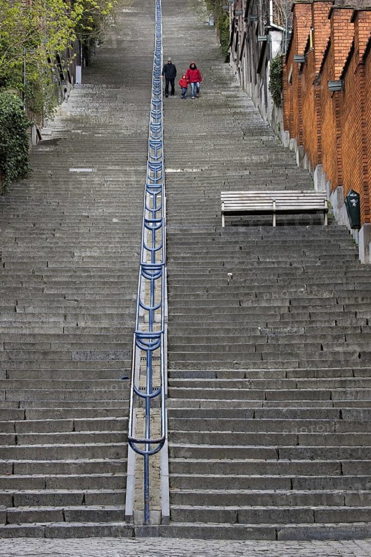 The stairs Montagne de Bueren counts 374 steps, Liege, Belgium, Europe