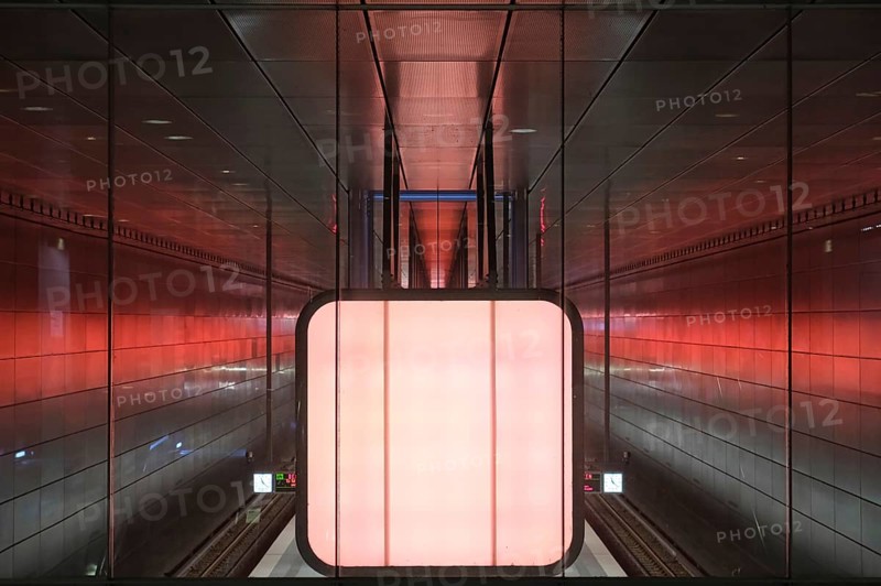 Hafencity University underground station, coloured light containers, Hanseatic City of Hamburg, Hamburg, Germany, Europe