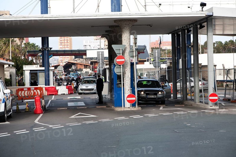 Customs at the border between Spain and Gibraltar, British overseas territory in southern Europe