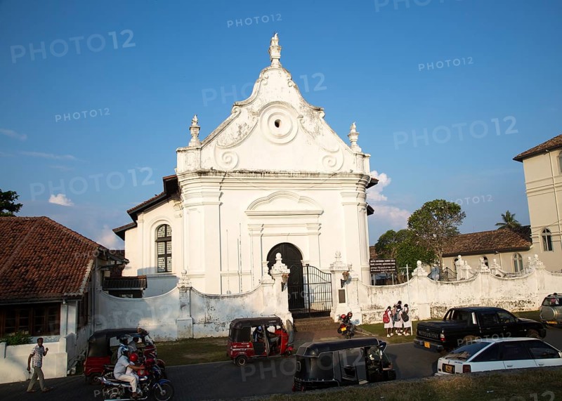Whitewashed building Dutch Reformed Church historic town of Galle, Sri Lanka, Asia