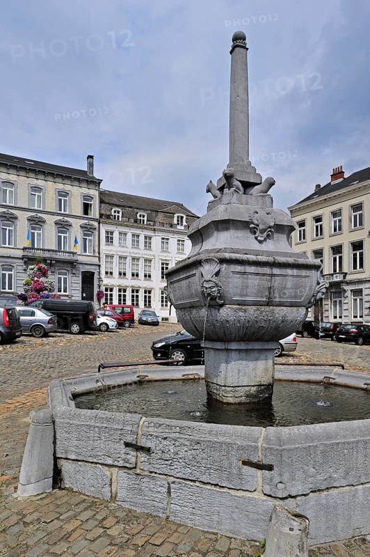 Pillory at the square place Saint-Remacle at Stavelot, Ardennes, Belgium, Europe