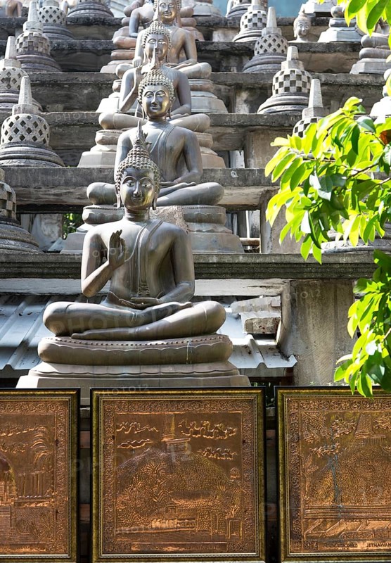 Buddha statues at Gangaramaya Buddhist Temple, Colombo, Sri Lanka, Asia