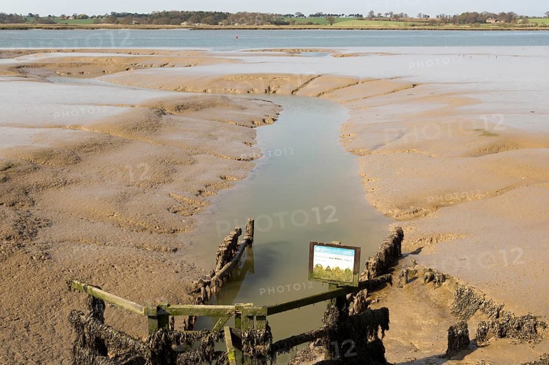 Drainage sluice into the River Deben, Sutton, Suffolk, England, UK