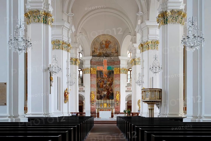 Church of the Jesuits, White interior, Heidelberg, Baden Wurttemberg, Germany, Europe