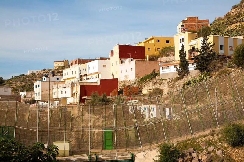 High security fences separate the Spanish exclave of Melilla, Spain from Morocco, north Africa, January 2015