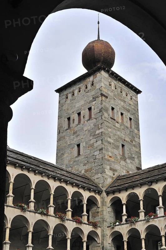 The Stockalper Palace, Stockalperpalast, castle at Brig, Brig-Glis in the Swiss Alps, Valais, Wallis, Switzerland, Europe