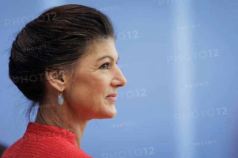 Dr Sahra Wagenknecht, Member of the Bundestag, recorded at the Federal Press Conference on the founding of the Sahra Wagenknecht Alliance, Reason and Justice party and proposal of the European top candidates, in Berlin, 8 January 2024