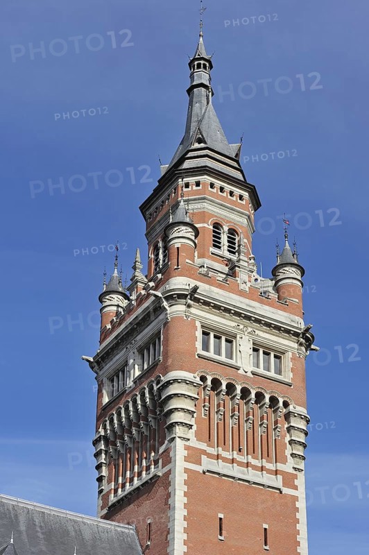 The town hall and belfry at Dunkirk, Dunkerque, Nord-Pas-de-Calais, France, Europe