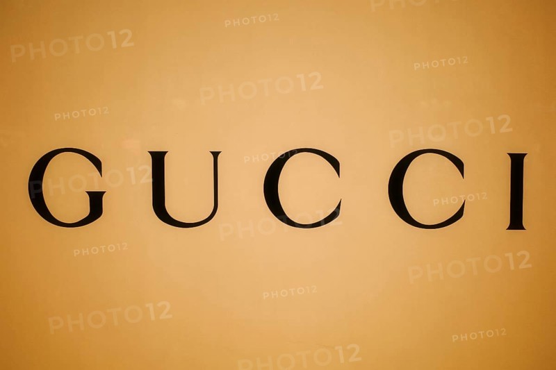Logo of the luxury fashion brand Gucci, Roermond, Netherlands