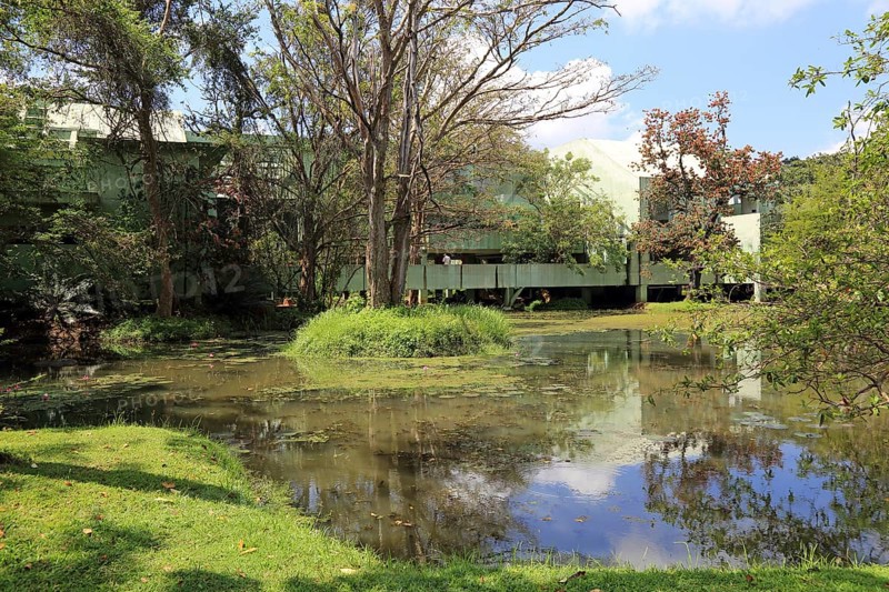 Lake and museum building, Sigiriya, Central Province, Sri Lanka, Asia