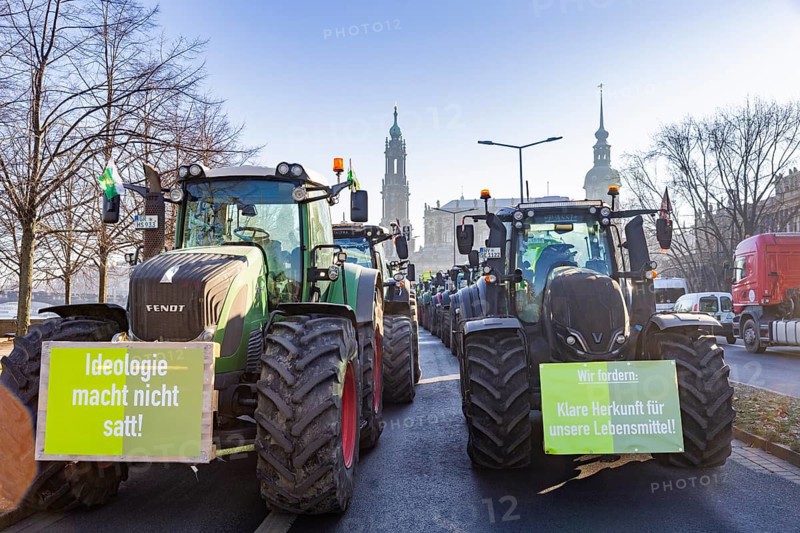 Farmers' protest action, Dresden, Saxony, Germany, Europe