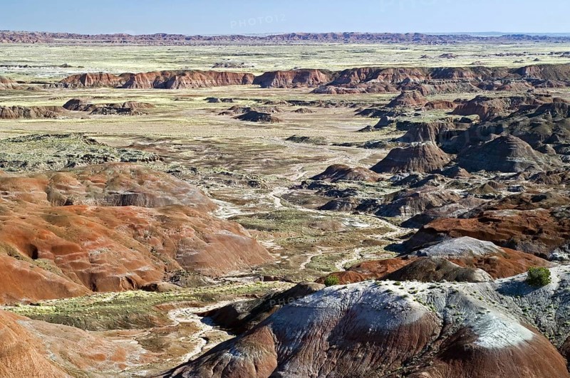 The Painted Desert, part of the Petrified Forest National Park stretches some 50, 000 acres of colorful mesas, buttes, and badlands, Arizona, USA, North America