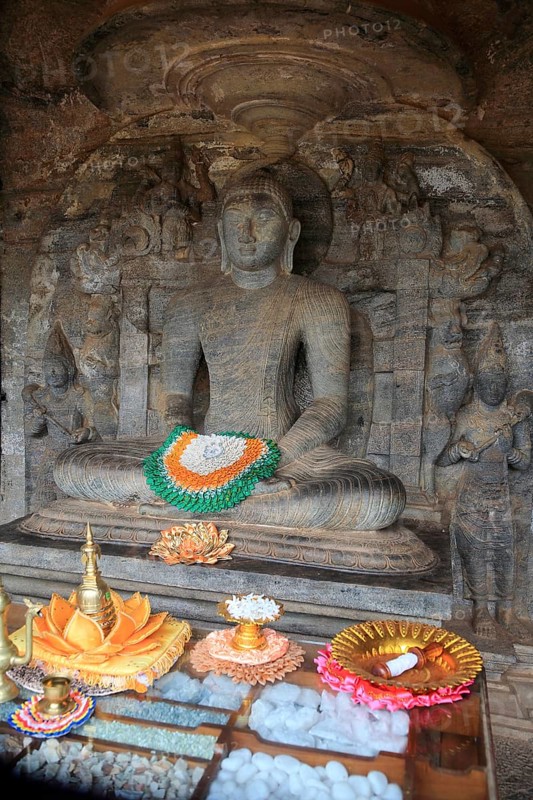 Seated Buddha figure, Gal Viharaya, UNESCO World Heritage Site, the ancient city of Polonnaruwa, Sri Lanka, Asia