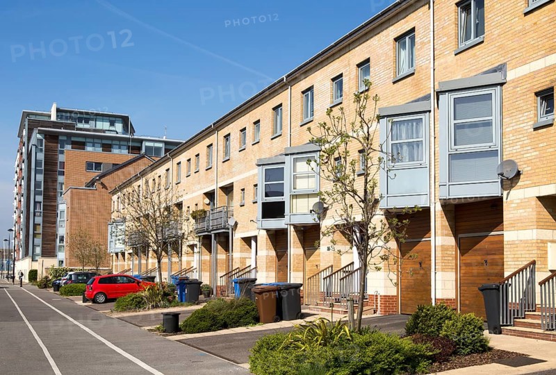 Modern maisonette housing in central Ipswich, Suffolk, England, UK