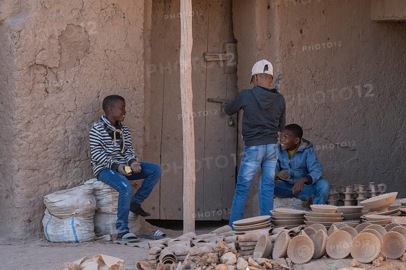 Children working in a pottery, Tamegroute, Morocco, Africa