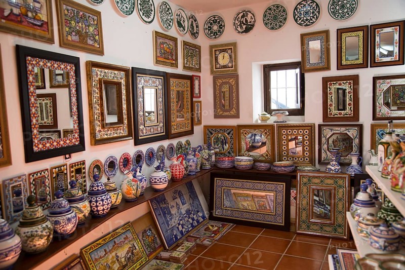 Interior of craft gift shop, village of Arcos de la Frontera, Cadiz province, Spain, Europe
