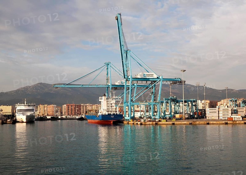 Large cranes APM Terminals container ship port at Algeciras, Cadiz Province, Spain, Europe