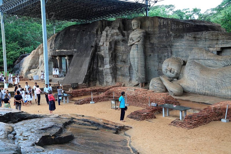 Giant Buddha stone statues, Gal Viharaya, UNESCO World Heritage Site, the ancient city of Polonnaruwa, Sri Lanka, Asia