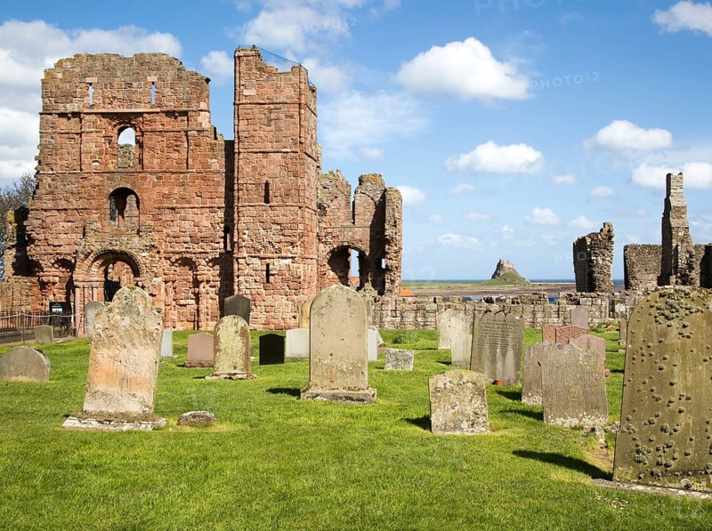 Ruins of Lindisfarne Priory, Holy Island, Northumberland, England, UK