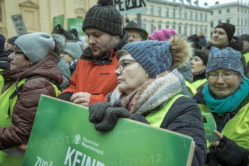 Demonstrators at the central rally, farmers' protest, Odeonsplatz, Munich, Upper Bavaria, Bavaria, Germany, Europe